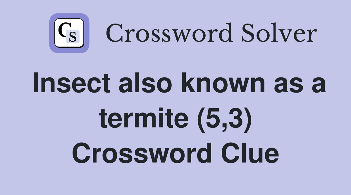 Insect also known as a termite (5,3) Crossword Clue Answers